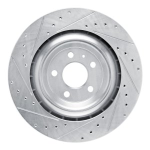 Porsche Macan Brake Rotor (1) - Rear Right - R1 Concepts - Drilled & Slotted - Silver - `15-`18